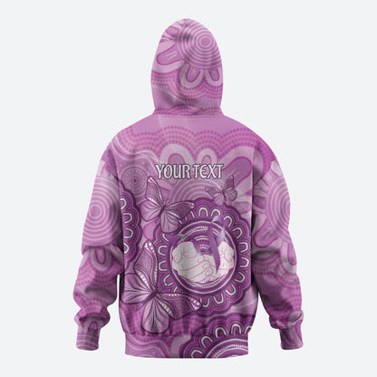 Australia Lupus Support Month Personalised Zip Hoodie Warrior Purple Ribbon Butterflies Indigenous Art