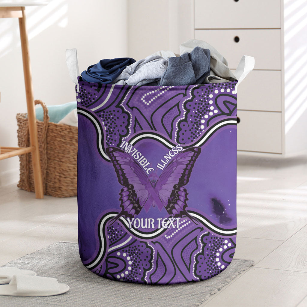 Australia Lupus Support Month Personalised Laundry Basket Butterfly Purple Ribbon Invisible Illness Indigenous Art