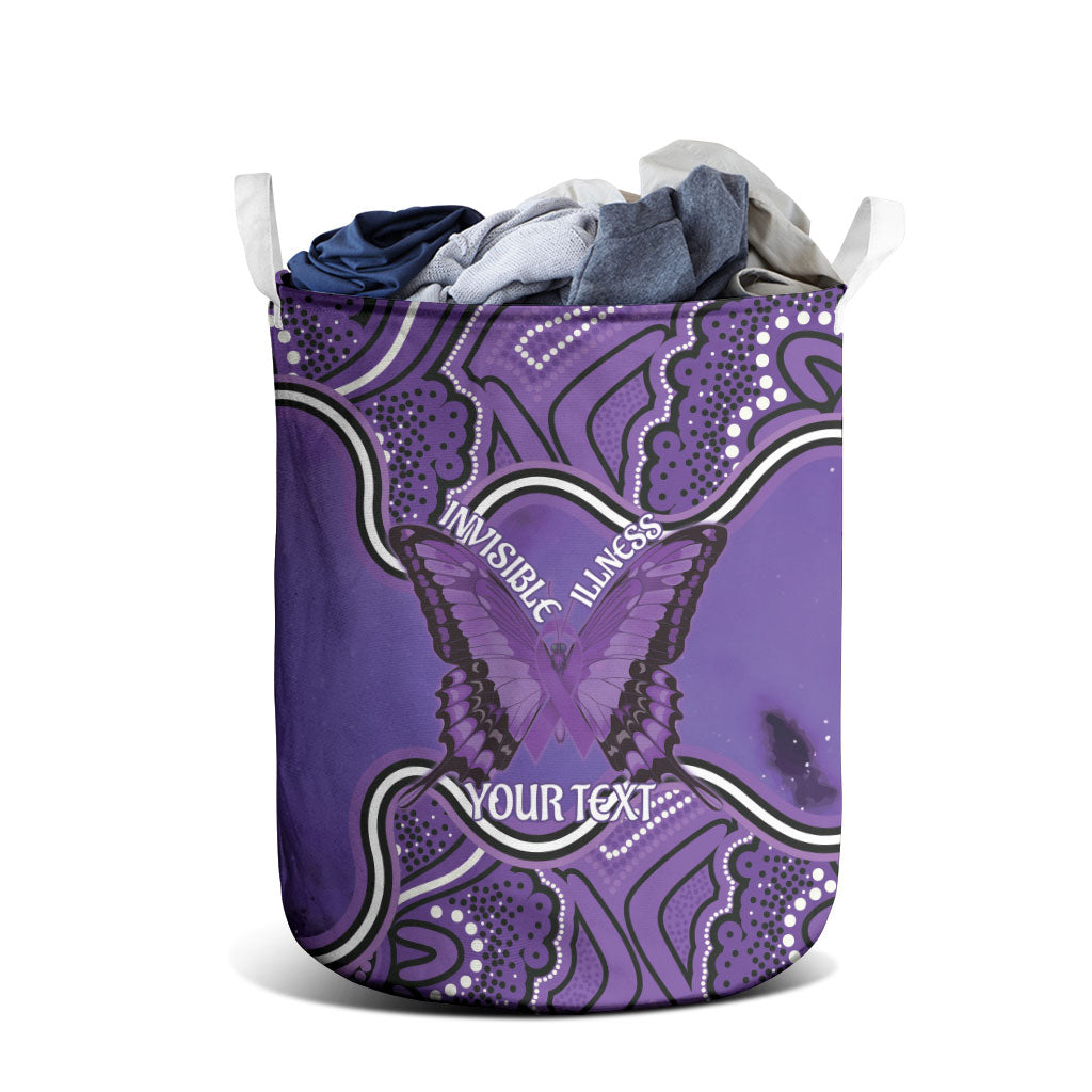 Australia Lupus Support Month Personalised Laundry Basket Butterfly Purple Ribbon Invisible Illness Indigenous Art
