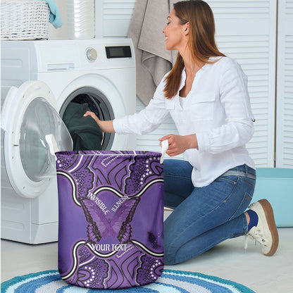 Australia Lupus Support Month Personalised Laundry Basket Butterfly Purple Ribbon Invisible Illness Indigenous Art