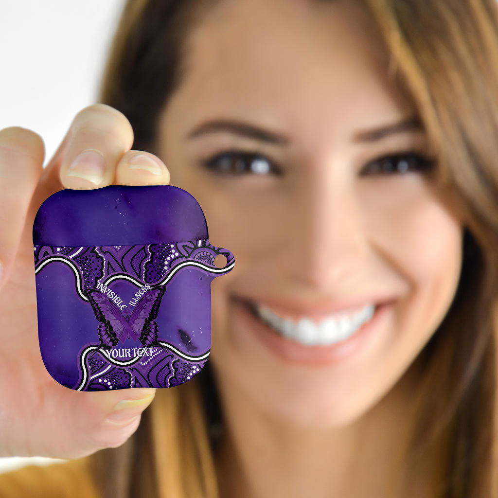 Australia Lupus Support Month Personalised AirPods Case Butterfly Purple Ribbon Invisible Illness Indigenous Art