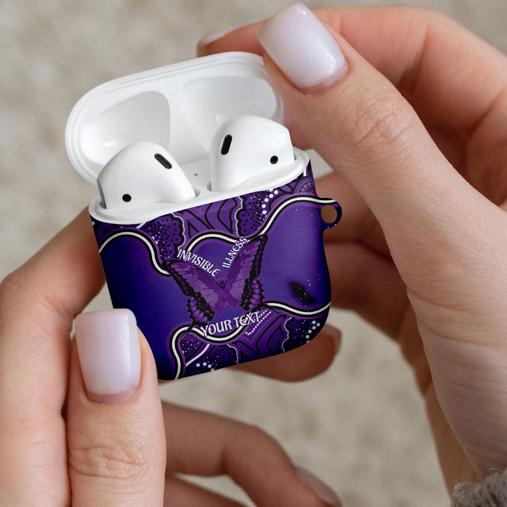 Australia Lupus Support Month Personalised AirPods Case Butterfly Purple Ribbon Invisible Illness Indigenous Art