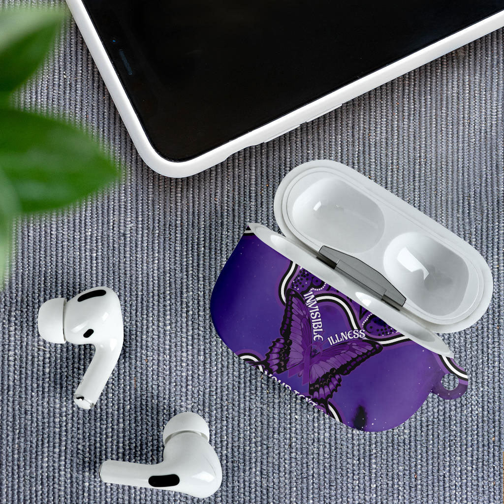 Australia Lupus Support Month Personalised AirPods Case Butterfly Purple Ribbon Invisible Illness Indigenous Art