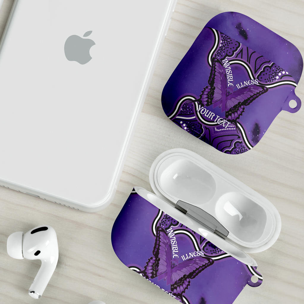 Australia Lupus Support Month Personalised AirPods Case Butterfly Purple Ribbon Invisible Illness Indigenous Art