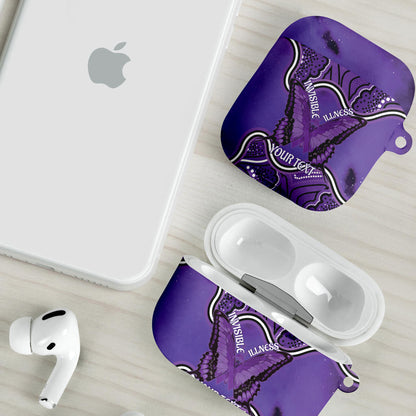 Australia Lupus Support Month Personalised AirPods Case Butterfly Purple Ribbon Invisible Illness Indigenous Art