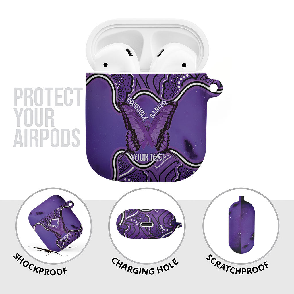 Australia Lupus Support Month Personalised AirPods Case Butterfly Purple Ribbon Invisible Illness Indigenous Art