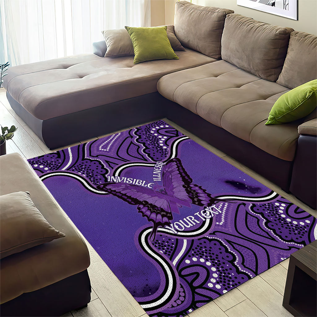 Australia Lupus Support Month Personalised Area Rug Butterfly Purple Ribbon Invisible Illness Indigenous Art