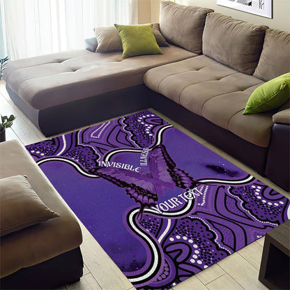 Australia Lupus Support Month Personalised Area Rug Butterfly Purple Ribbon Invisible Illness Indigenous Art