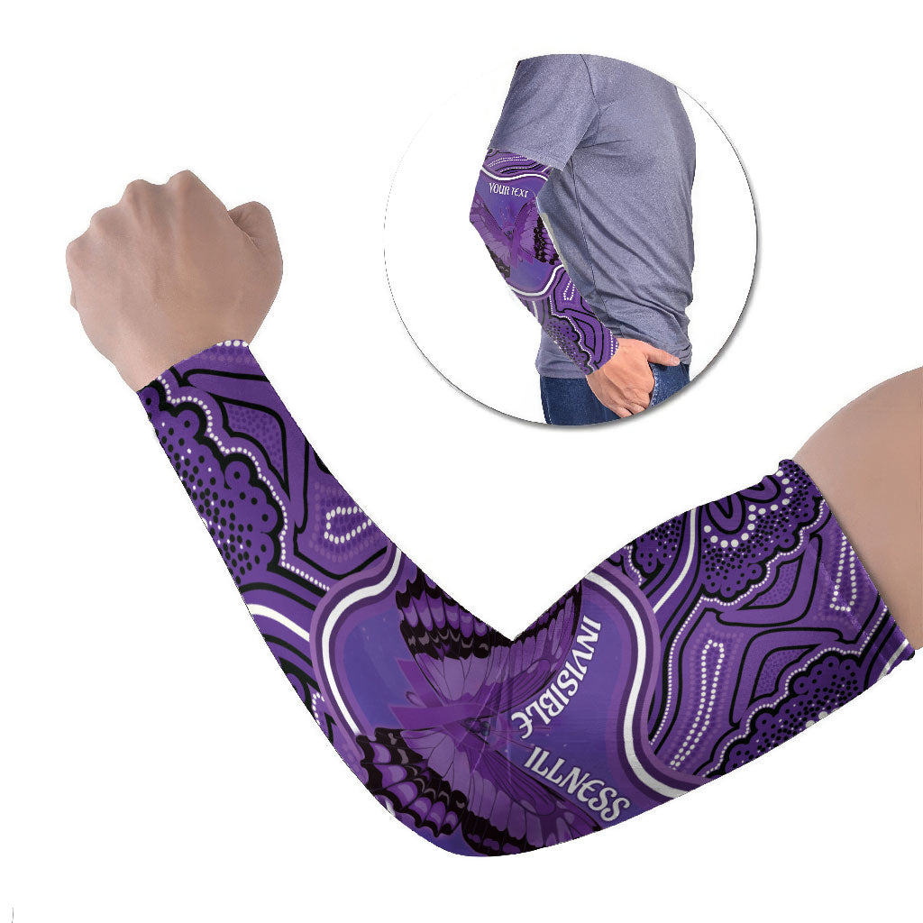 Australia Lupus Support Month Personalised Arm Sleeves Butterfly Purple Ribbon Invisible Illness Indigenous Art