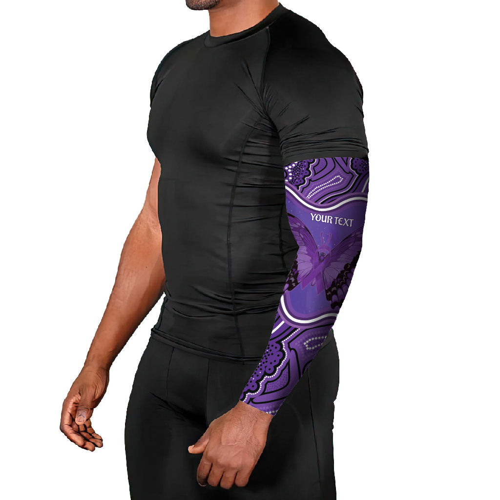 Australia Lupus Support Month Personalised Arm Sleeves Butterfly Purple Ribbon Invisible Illness Indigenous Art