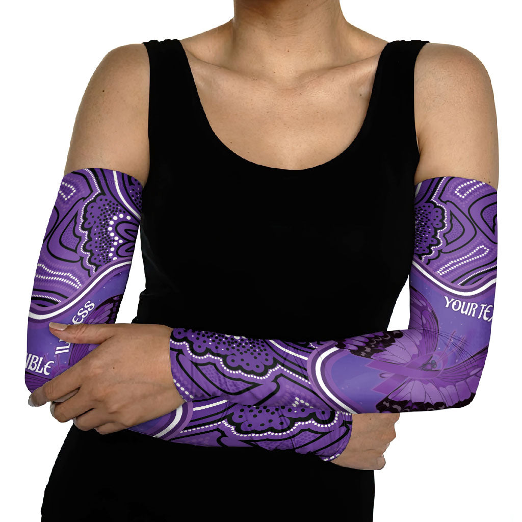 Australia Lupus Support Month Personalised Arm Sleeves Butterfly Purple Ribbon Invisible Illness Indigenous Art