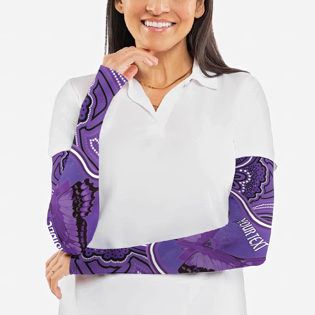 Australia Lupus Support Month Personalised Arm Sleeves Butterfly Purple Ribbon Invisible Illness Indigenous Art