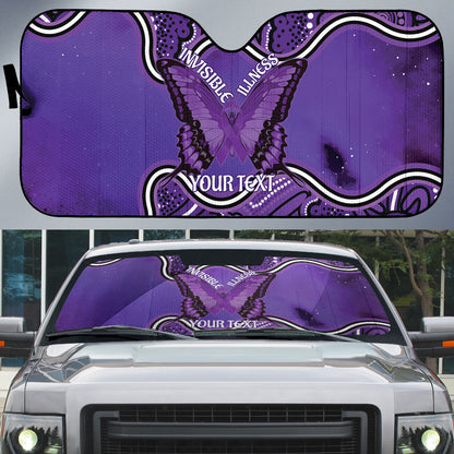 Australia Lupus Support Month Personalised Auto Sun Shade Butterfly Purple Ribbon Invisible Illness Indigenous Art