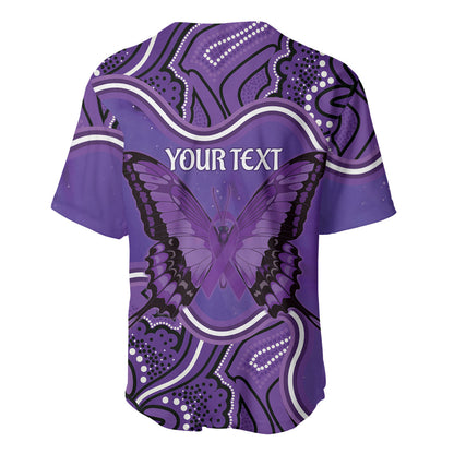 Australia Lupus Support Month Personalised Baseball Jersey Butterfly Purple Ribbon Invisible Illness Indigenous Art