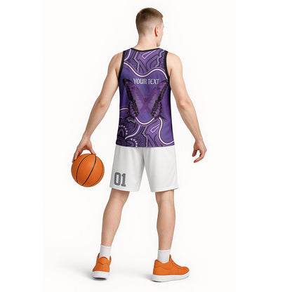 Australia Lupus Support Month Personalised Basketball Jersey Butterfly Purple Ribbon Invisible Illness Indigenous Art
