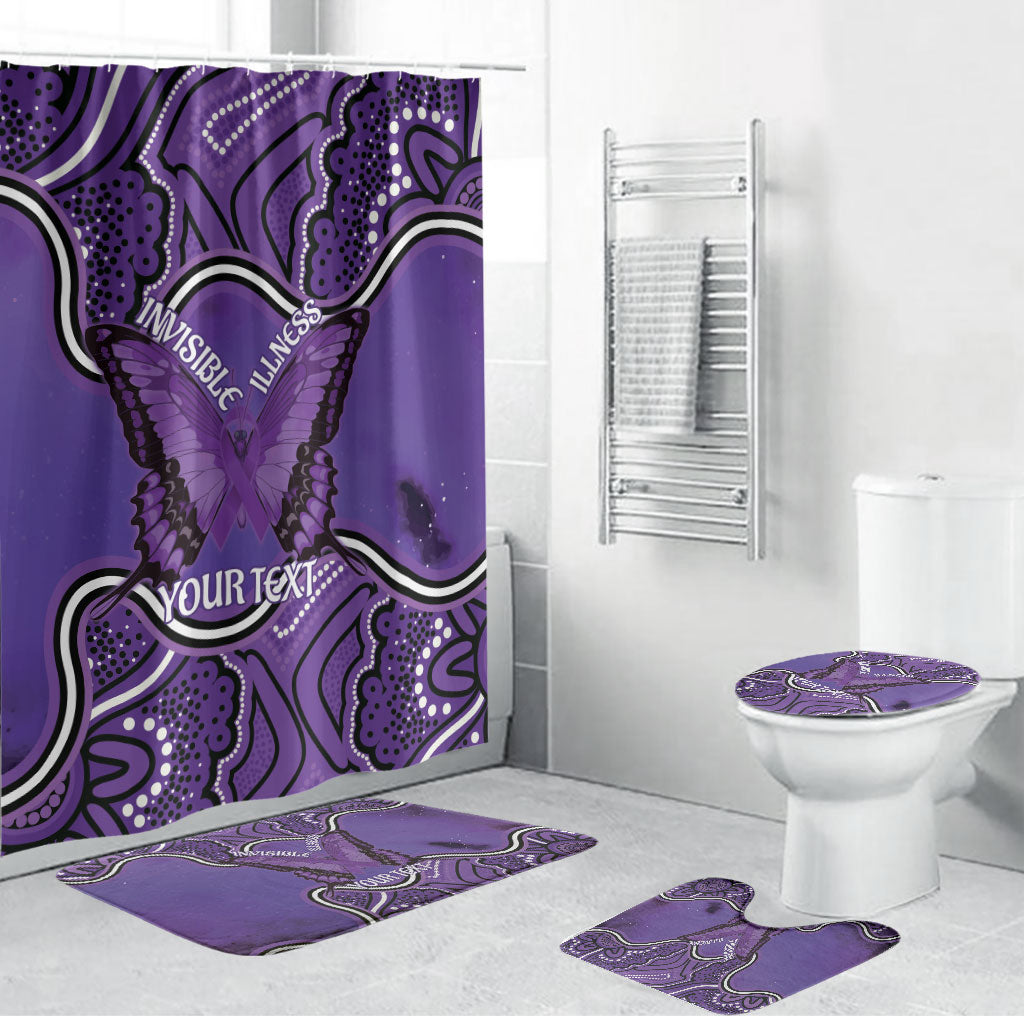Australia Lupus Support Month Personalised Bathroom Set Butterfly Purple Ribbon Invisible Illness Indigenous Art