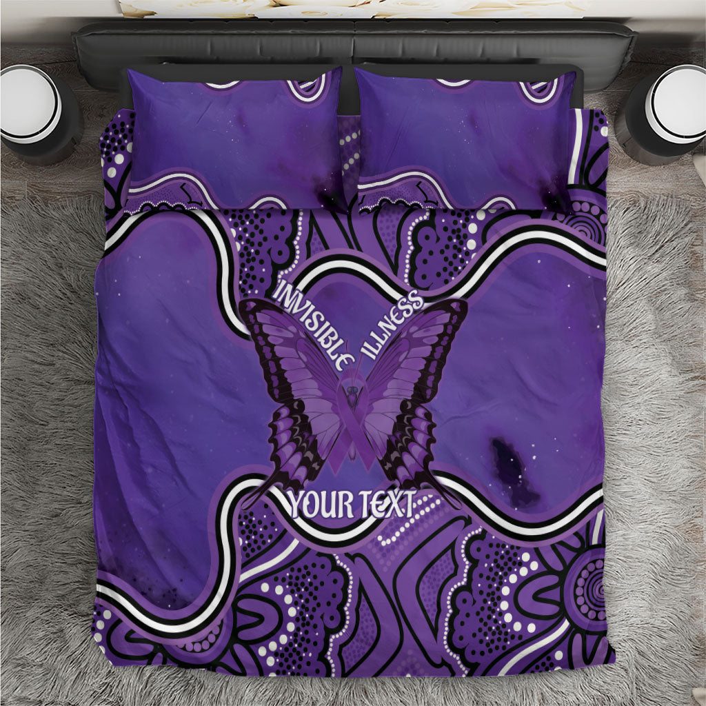 Australia Lupus Support Month Personalised Bedding Set Butterfly Purple Ribbon Invisible Illness Indigenous Art