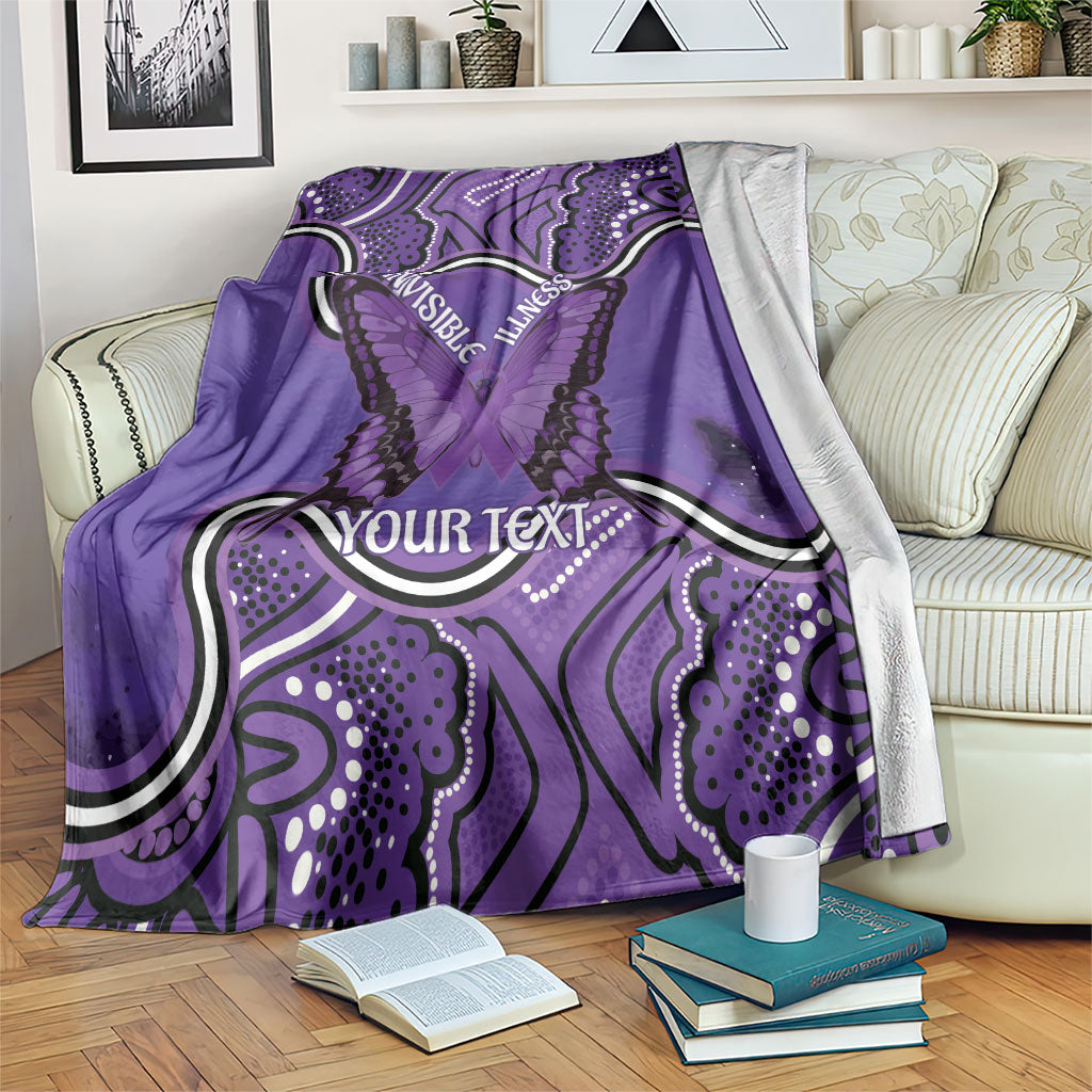 Australia Lupus Support Month Personalised Blanket Butterfly Purple Ribbon Invisible Illness Indigenous Art