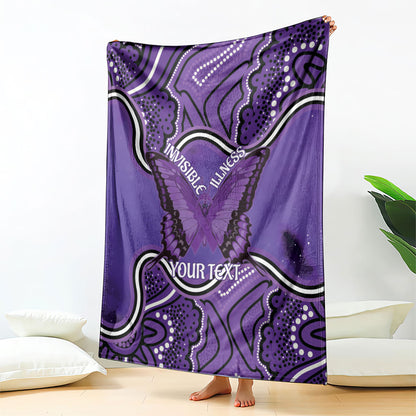 Australia Lupus Support Month Personalised Blanket Butterfly Purple Ribbon Invisible Illness Indigenous Art