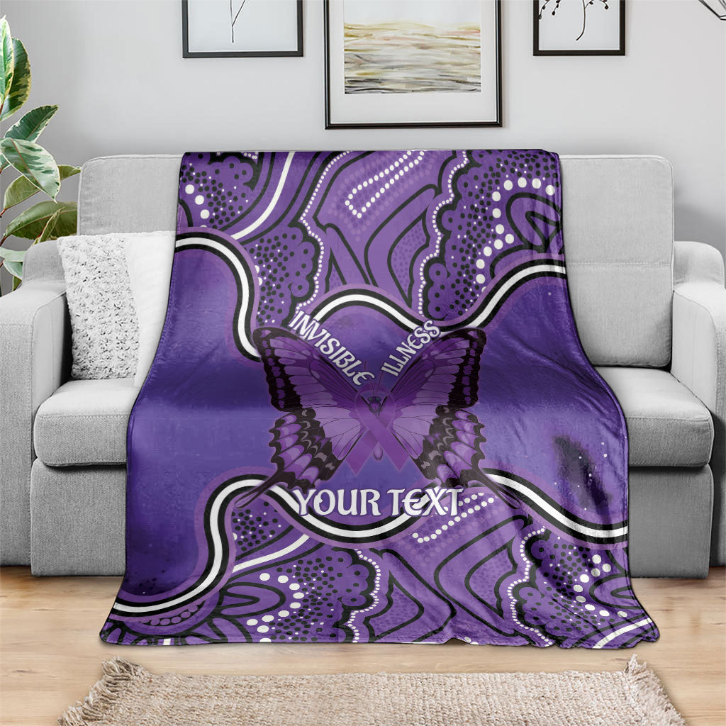 Australia Lupus Support Month Personalised Blanket Butterfly Purple Ribbon Invisible Illness Indigenous Art