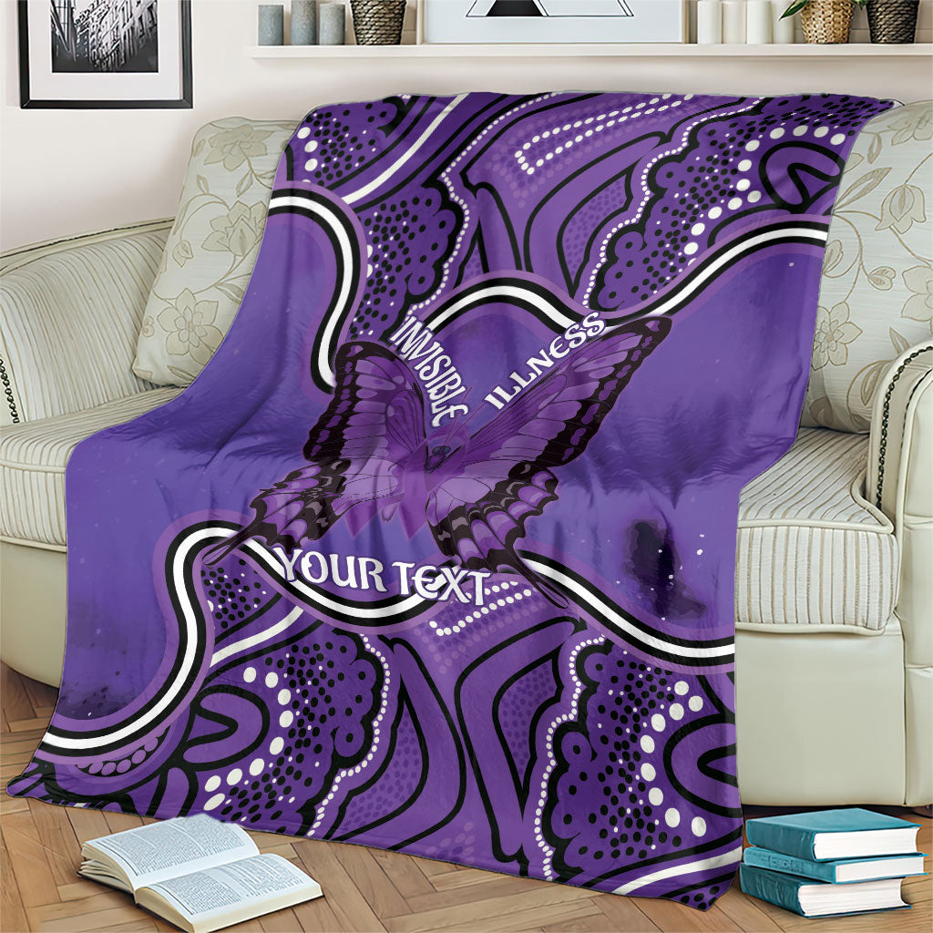Australia Lupus Support Month Personalised Blanket Butterfly Purple Ribbon Invisible Illness Indigenous Art