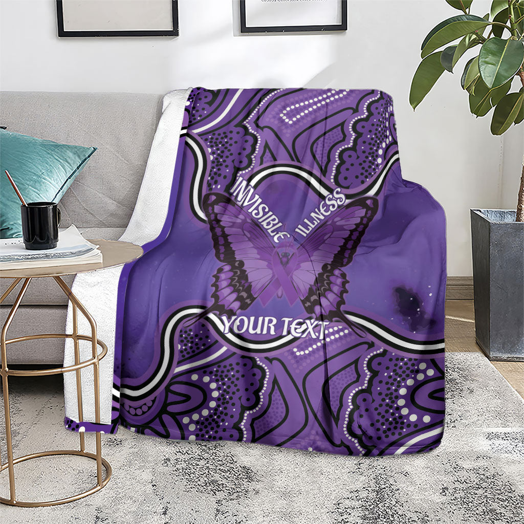 Australia Lupus Support Month Personalised Blanket Butterfly Purple Ribbon Invisible Illness Indigenous Art