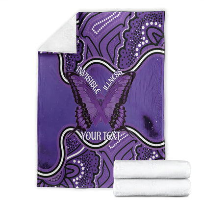 Australia Lupus Support Month Personalised Blanket Butterfly Purple Ribbon Invisible Illness Indigenous Art
