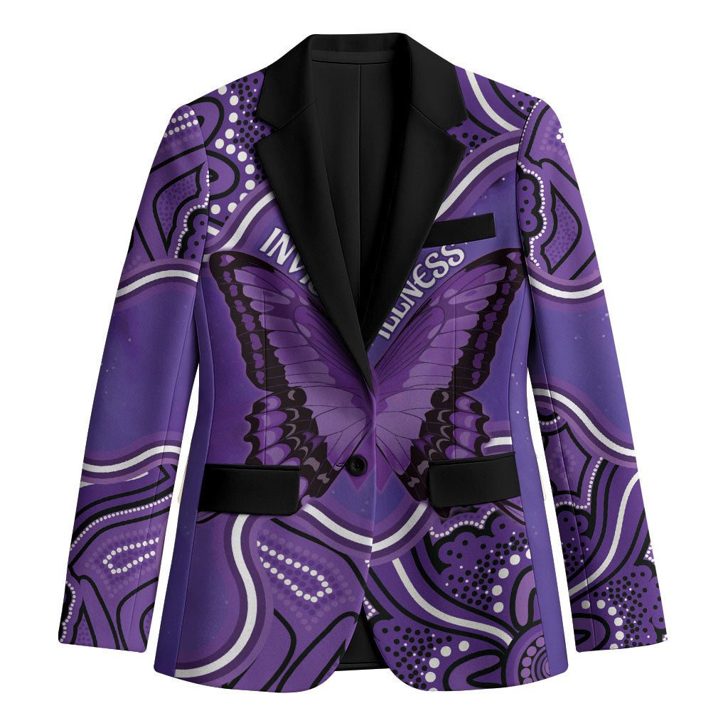 Australia Lupus Support Month Personalised Blazer Butterfly Purple Ribbon Invisible Illness Indigenous Art