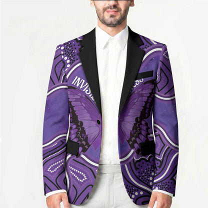 Australia Lupus Support Month Personalised Blazer Butterfly Purple Ribbon Invisible Illness Indigenous Art