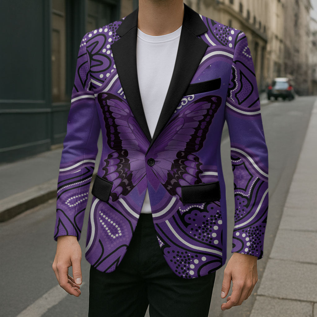 Australia Lupus Support Month Personalised Blazer Butterfly Purple Ribbon Invisible Illness Indigenous Art