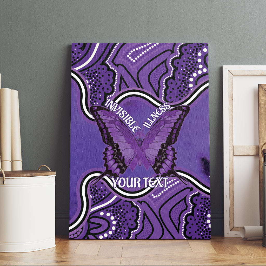 Australia Lupus Support Month Personalised Canvas Wall Art Butterfly Purple Ribbon Invisible Illness Indigenous Art