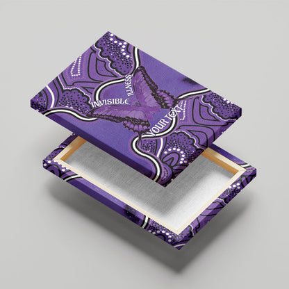Australia Lupus Support Month Personalised Canvas Wall Art Butterfly Purple Ribbon Invisible Illness Indigenous Art