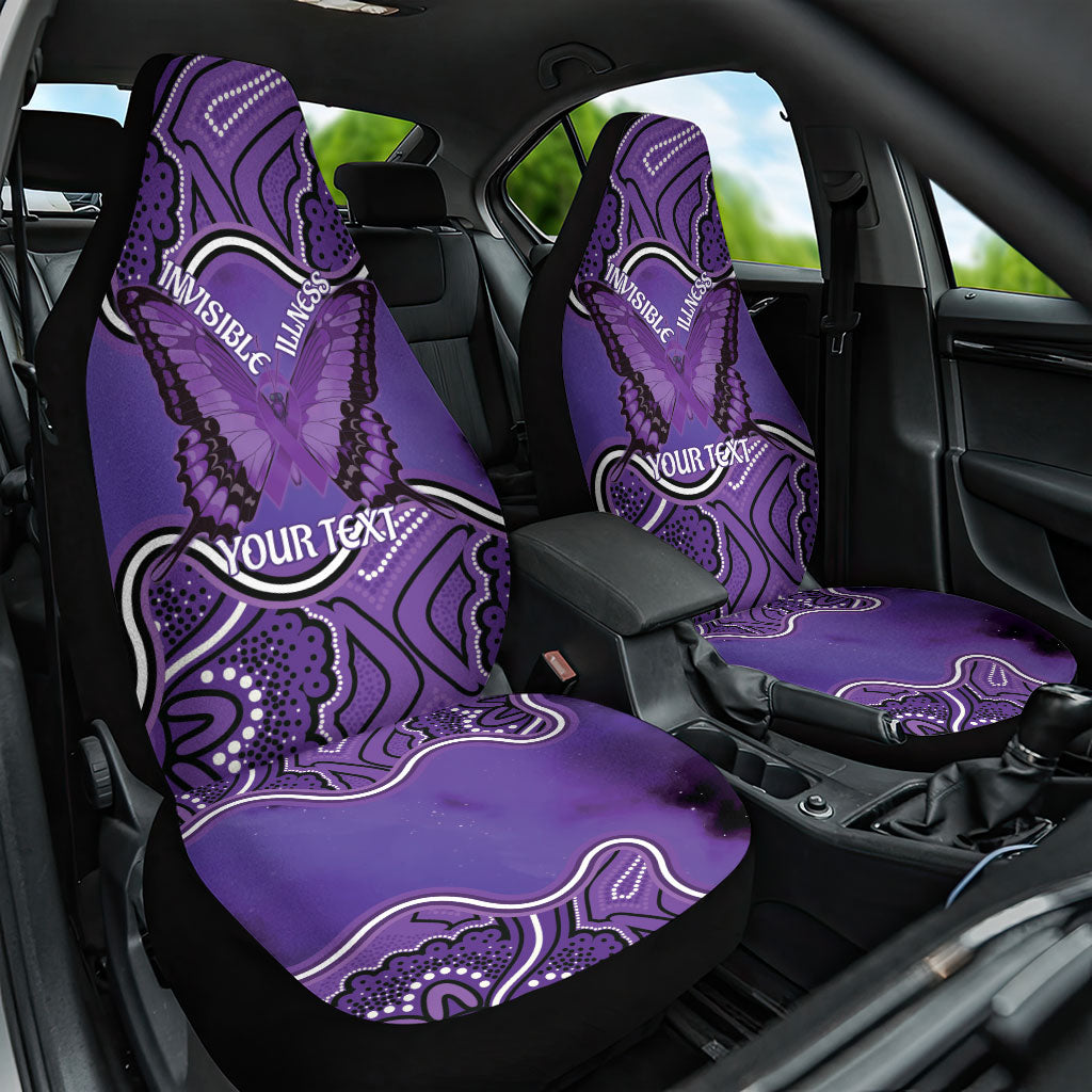Australia Lupus Support Month Personalised Car Seat Cover Butterfly Purple Ribbon Invisible Illness Indigenous Art