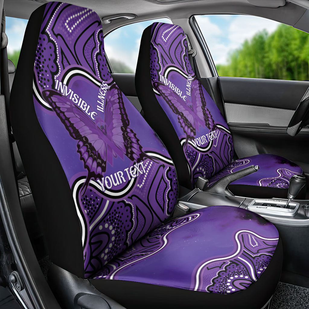 Australia Lupus Support Month Personalised Car Seat Cover Butterfly Purple Ribbon Invisible Illness Indigenous Art