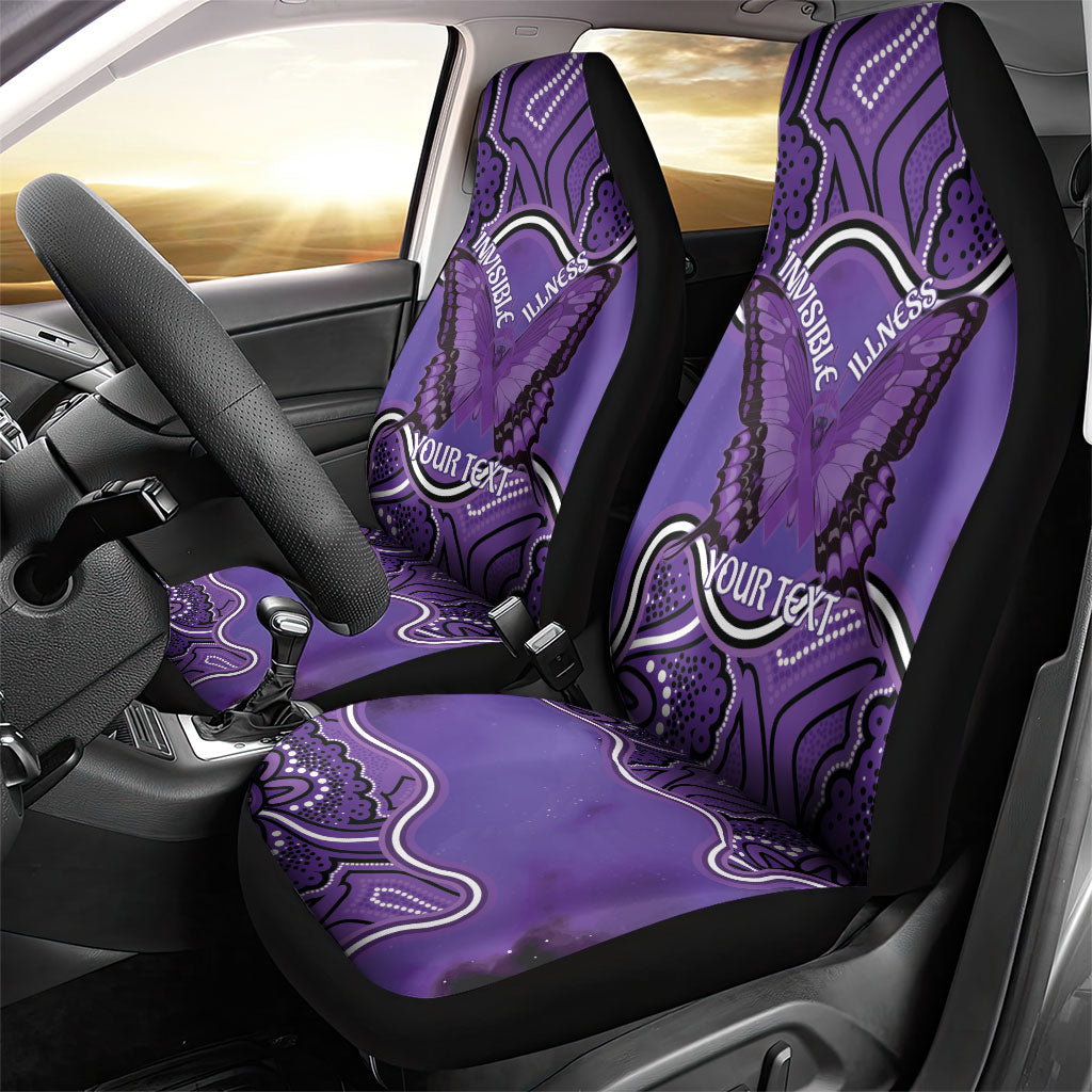 Australia Lupus Support Month Personalised Car Seat Cover Butterfly Purple Ribbon Invisible Illness Indigenous Art