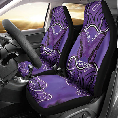 Australia Lupus Support Month Personalised Car Seat Cover Butterfly Purple Ribbon Invisible Illness Indigenous Art