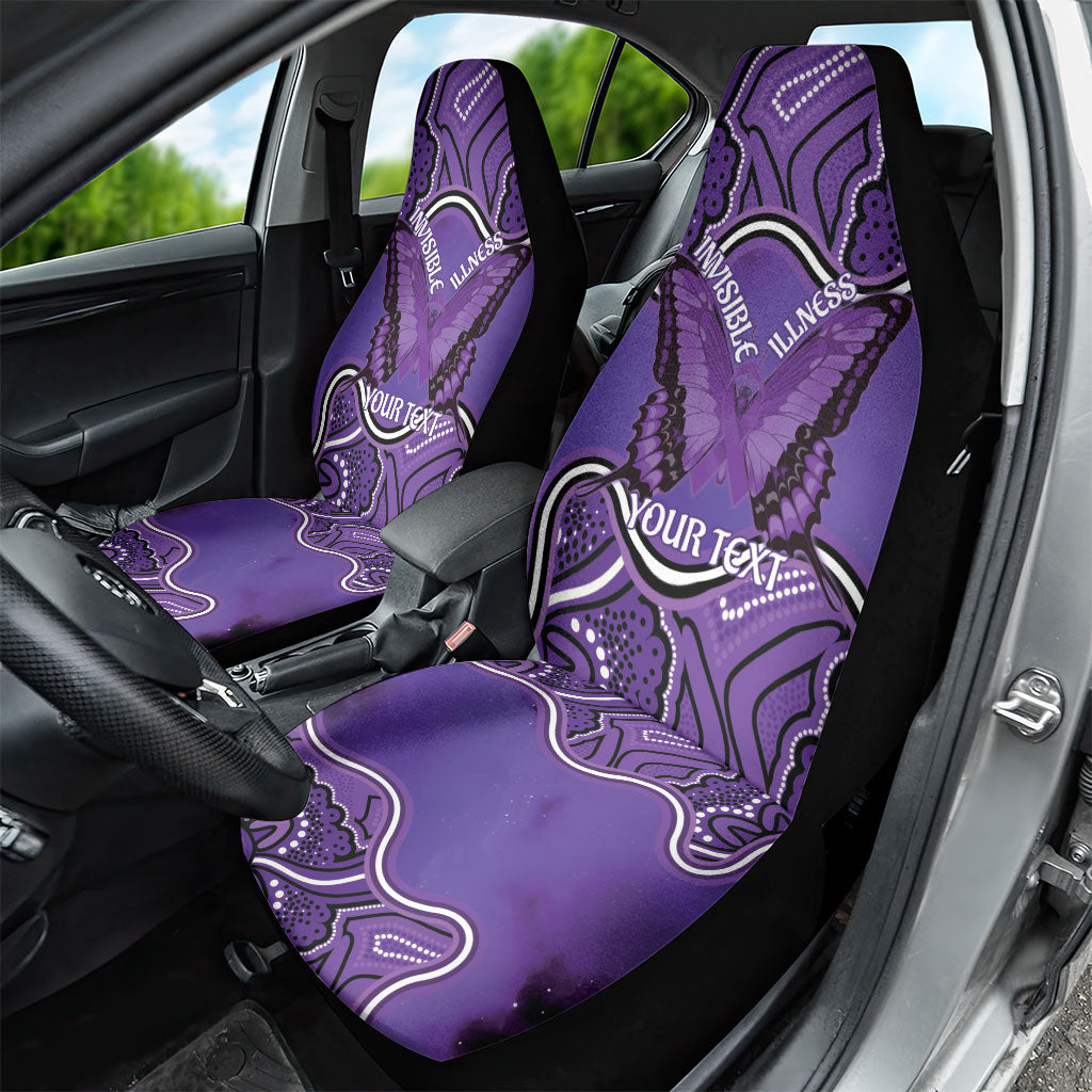 Australia Lupus Support Month Personalised Car Seat Cover Butterfly Purple Ribbon Invisible Illness Indigenous Art