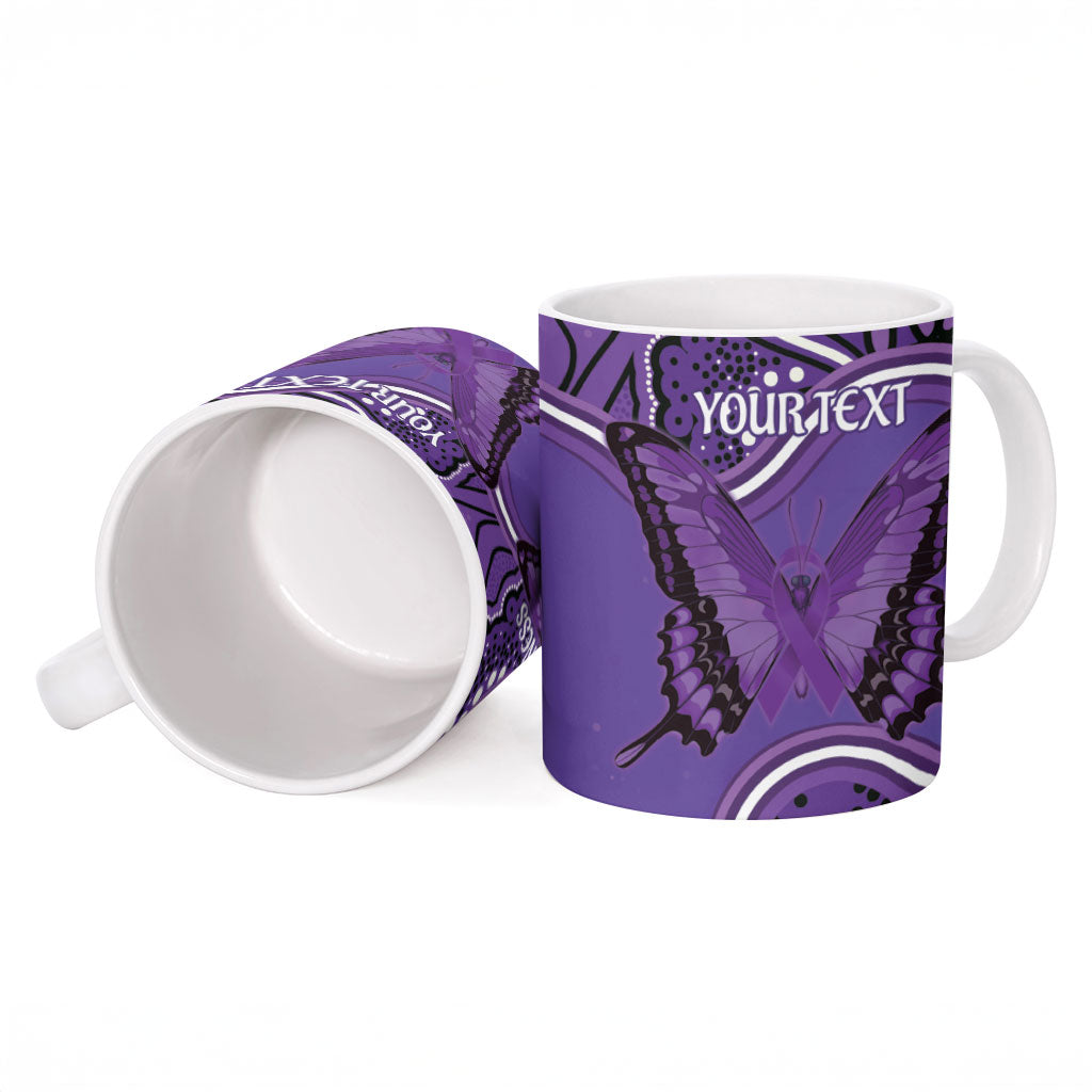 Australia Lupus Support Month Personalised Ceramic Mug Butterfly Purple Ribbon Invisible Illness Indigenous Art