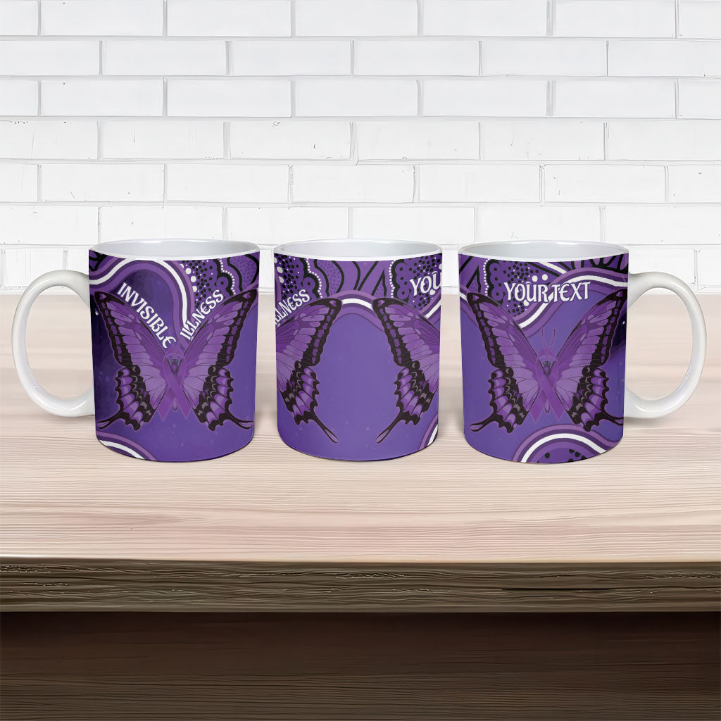 Australia Lupus Support Month Personalised Ceramic Mug Butterfly Purple Ribbon Invisible Illness Indigenous Art