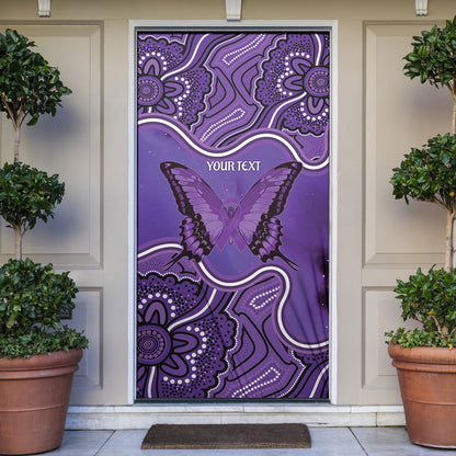Australia Lupus Support Month Personalised Door Cover Butterfly Purple Ribbon Invisible Illness Indigenous Art