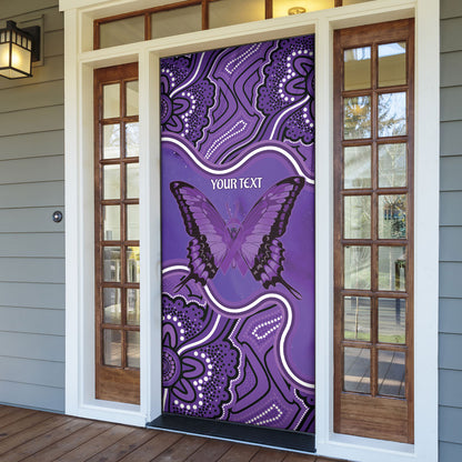 Australia Lupus Support Month Personalised Door Cover Butterfly Purple Ribbon Invisible Illness Indigenous Art