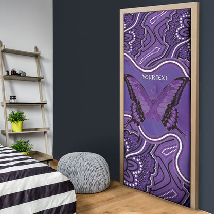 Australia Lupus Support Month Personalised Door Cover Butterfly Purple Ribbon Invisible Illness Indigenous Art