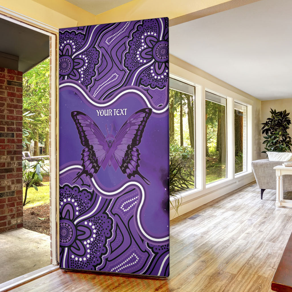 Australia Lupus Support Month Personalised Door Cover Butterfly Purple Ribbon Invisible Illness Indigenous Art