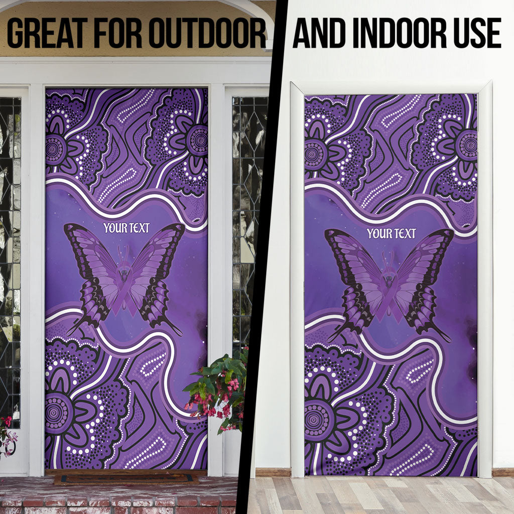 Australia Lupus Support Month Personalised Door Cover Butterfly Purple Ribbon Invisible Illness Indigenous Art