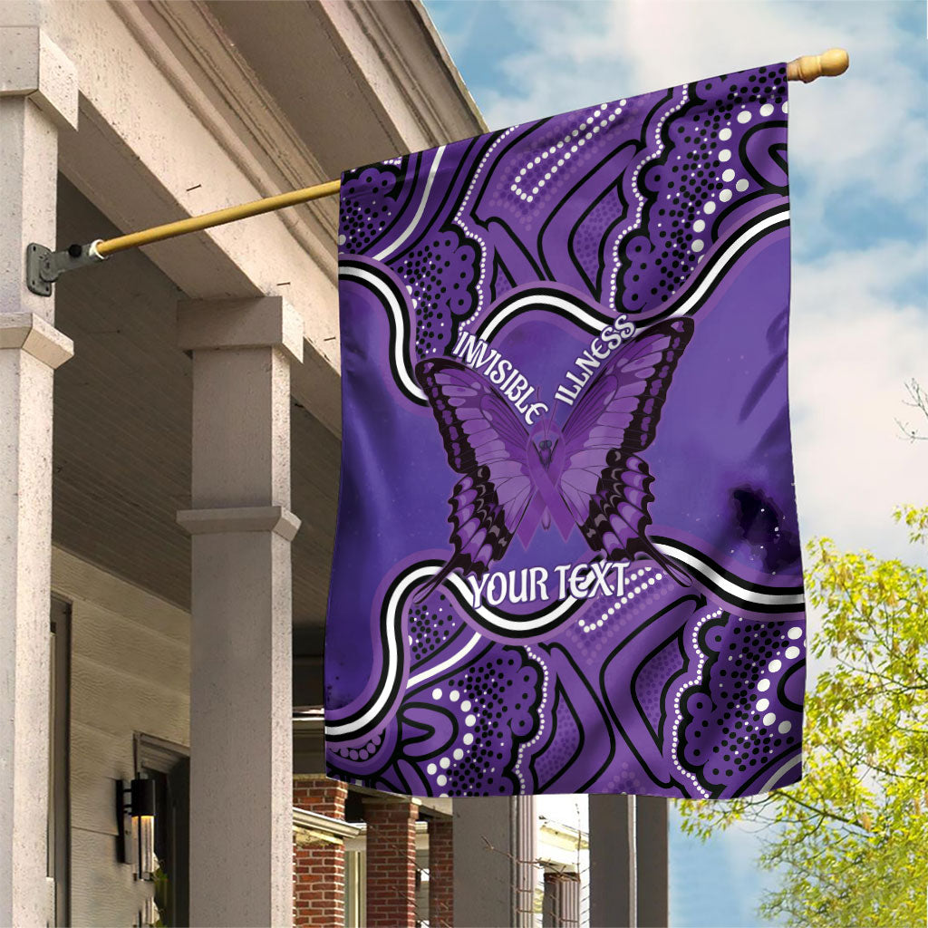 Australia Lupus Support Month Personalised Garden Flag Butterfly Purple Ribbon Invisible Illness Indigenous Art