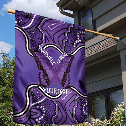 Australia Lupus Support Month Personalised Garden Flag Butterfly Purple Ribbon Invisible Illness Indigenous Art