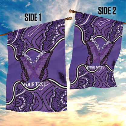 Australia Lupus Support Month Personalised Garden Flag Butterfly Purple Ribbon Invisible Illness Indigenous Art