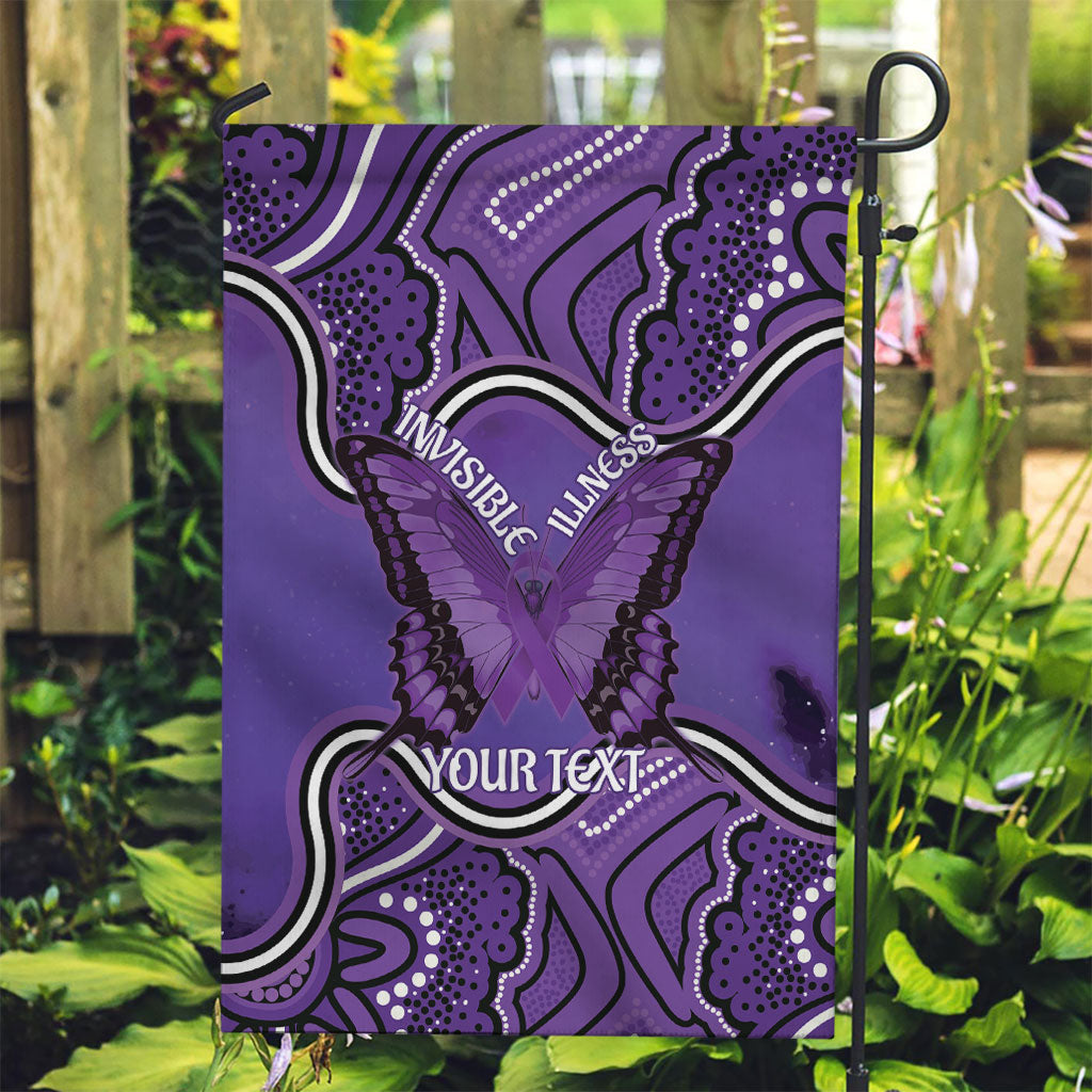 Australia Lupus Support Month Personalised Garden Flag Butterfly Purple Ribbon Invisible Illness Indigenous Art