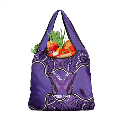 Australia Lupus Support Month Personalised Grocery Bag Butterfly Purple Ribbon Invisible Illness Indigenous Art