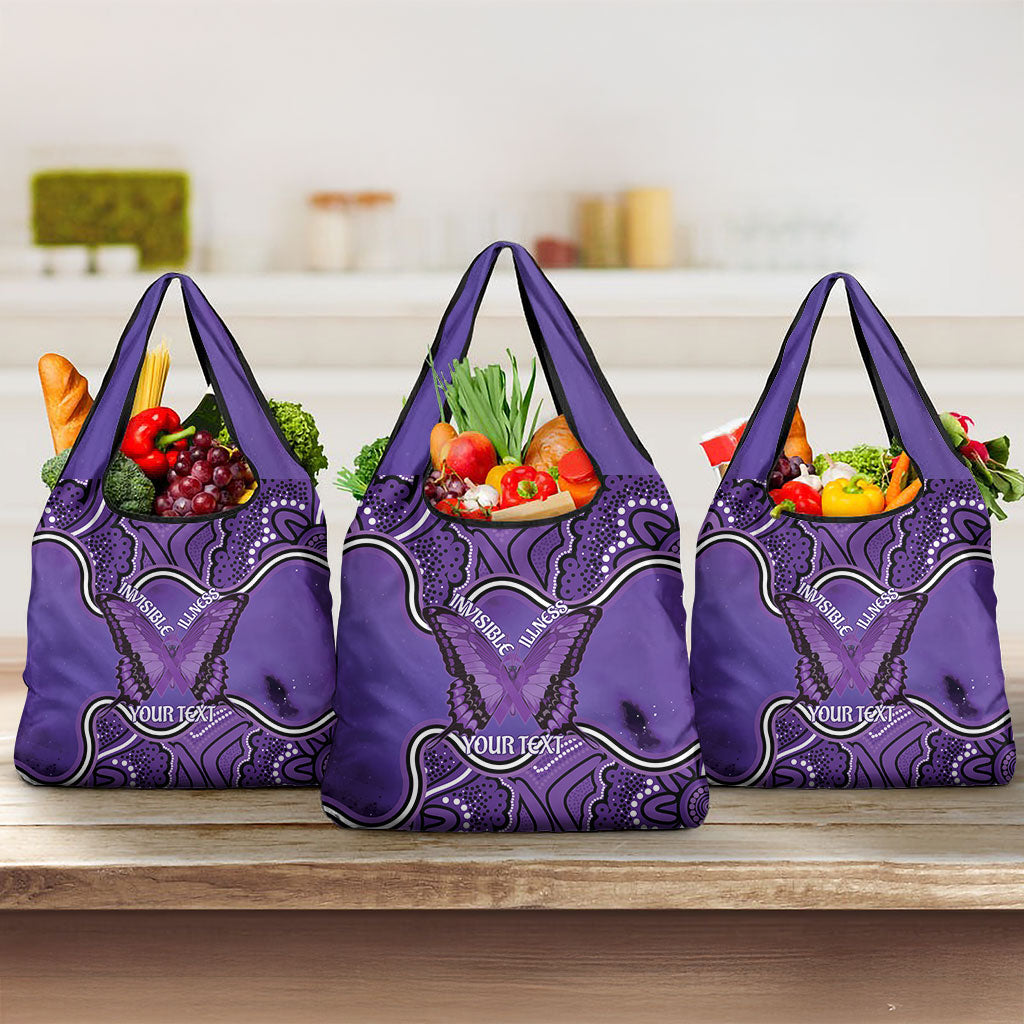 Australia Lupus Support Month Personalised Grocery Bag Butterfly Purple Ribbon Invisible Illness Indigenous Art